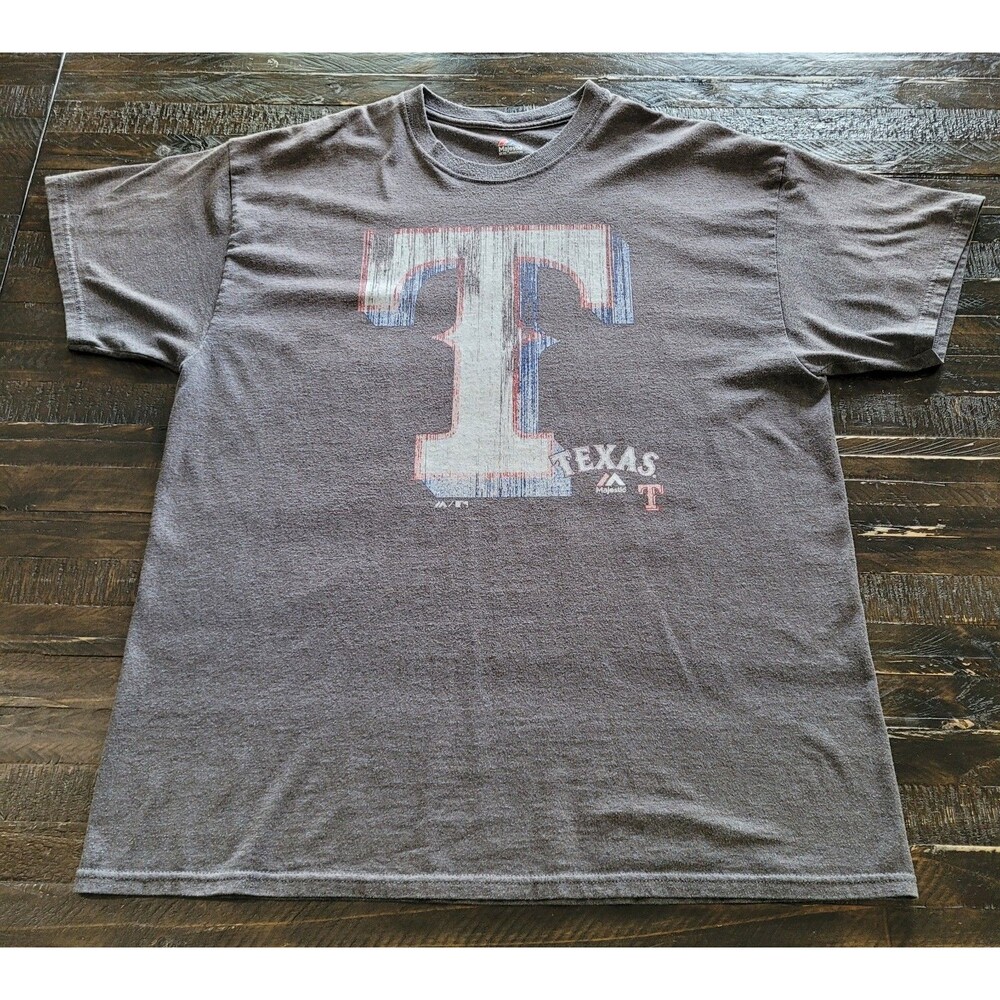 Majestic Texas Rangers Gray Logo T Shirt Men’s Size XLarge